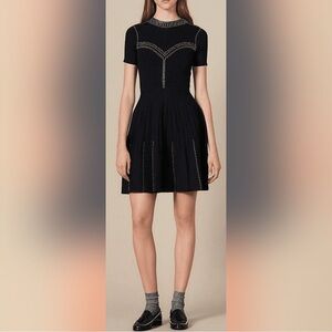 Sandro BLACK Women's Glam Stud Embellished Knit Dress,
